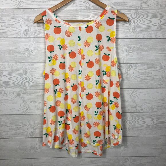 St Johns Bay Women's Scoop Neck Tank Top Orange Lemon Sleeveless Shirt Size XXL - Picture 3 of 4